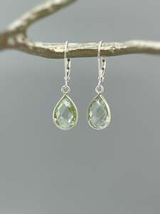 Boucles d'oreilles pendantes en améthyste verte, argent sterling fait main, pierre semi-précieuse naturelle, cadeau parfait pour une fête, pour femme - Product Image 3