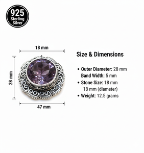 Anillos Finos de Plata de Ley 925 al por Mayor, Joyería Clásica de Compromiso y Boda con Piedra Preciosa de Amatista Natural - Product Image 3