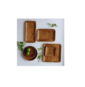Wooden Dinner <b>Set</b> and Wood 1 <b>Mug</b> and Glass Large and Small Plate and 2 Bowl Wooden Dinner <b>Set</b> Hot Sale - Product Image 2
