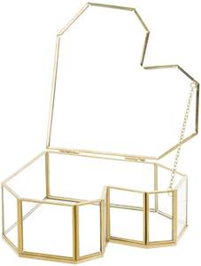 กล่องแก้วใส่เครื่องประดับรูปหัวใจแบบเรียบทันสมัยหรูหราขอบโลหะสีทองของตกแต่งบ้านกล่องเก็บของของขวัญแต่งงาน - Product Image 4