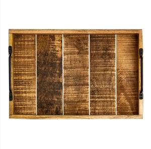 ชุด2ถาดไม้มะม่วงพร้อมที่จับโลหะถาดโต๊ะอาหารถาดไม้และถาดใช้แสดง-18X12ขนาดใหญ่ "& 15X10กลาง" - Product Image 5