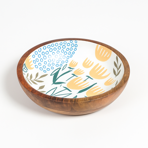 Quality Assure <b>Enamel</b> Printed Handcrafted Wooden Salad <b>Bowl</b> with Utensils Eco-Friendly & Stylish Dining <b>Bowl</b> for Salad Fruits - Product Image 1