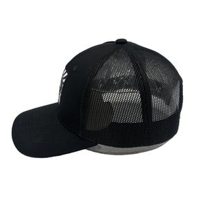 Casquette noire personnalisée à 6 panneaux avec logo brodé pour hommes-Casquette camionneur avec panneau en maille - Product Image 5