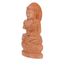 Statue de Bouddha en bois poli fait main de 8 pouces, figurine spirituelle antique, décoration d'intérieur, forme irrégulière, décoration de table, objet de collection