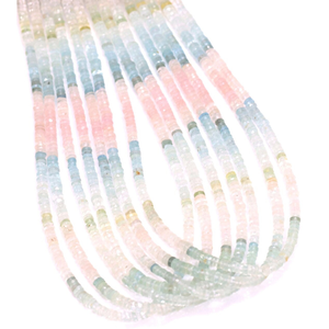 Cuentas Heishi de Aguamarina Multifacética de Primera Calidad Natural, Forma de Neumático, 4-7 mm, Cuentas de Piedras Preciosas de Aguamarina con Corte de Rueda Multifacético - Product Image 1