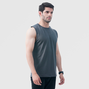 เสื้อกล้ามผู้ชายผ้าคอตตอน XL ชุดกีฬาสีพื้นออกแบบได้ตามต้องการสำหรับวิ่งและออกกำลังกายสไตล์ลำลอง - Product Image 4