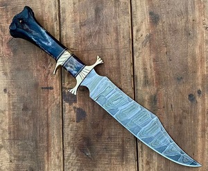 Imperial Enterprises Industrial Grade Hand Forged Damascus Hunting <b>Knife</b> <b>Bone</b> <b>Handle</b> Handmade Leather Sheath | OEM/ODM - Product Image 1
