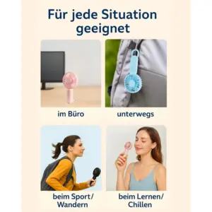 Mini Ventilador USB Portátil, Diseño Moderno, Plegable, con Luz, para Mano, Mesa, Coche, Exterior, Instalación en Caja, Aprox. 6 x 15 cm - Product Image 6