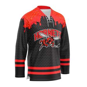 Jersey de Hockey sobre Hielo Bordado de Alta Calidad Personalizado de Fábrica, Malla de Poliéster con Impresión por Sublimación, Logotipo Personalizado, Nombre del Equipo - Product Image 5