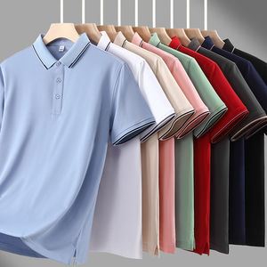 Seguridad de hombre de algodón mercerizado para Polo, logotipo personalizado de talla grande en la parte delantera, estilo liso con cuello de China - Product Image 2