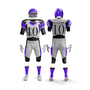 Conjunto de Uniforme de Fútbol Americano Personalizable con Estampado Sublimado, Jersey de Poliéster de Manga Corta con Cuello en V y Absorción de Humedad para Hombre - Product Image 5