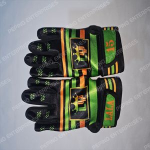 Guantes de béisbol de cuero Cabretta suave de ajuste personalizado de alta calidad transpirables cómodos en negro verde guantes de bateo personalizables - Product Image 1