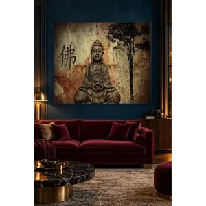 Fida Weathered Wall Buddha Statue and Tree Silhouette <b>Canvas</b> Print - Product Image 5