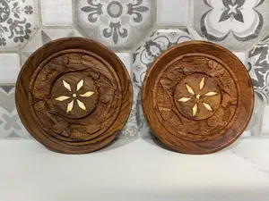 Custom Walnut Wood <b>Drink</b> <b>Coasters</b> Set Handmade Wooden Beverage Mats for Home Decor Gift Use - Product Image 2