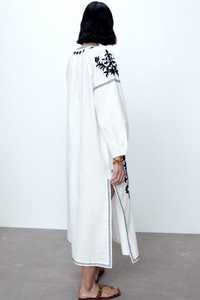 Vestido Midi informal de algodón para mujer, vestido largo holgado bohemio bordado con flores, 100% - Product Image 5