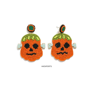 Boucles d'oreilles en perles de citrouille artisanales de qualité supérieure Harvest Enchantment Accessoires de style saisonnier élégants pour les fêtes de mariage Parfait - Product Image 3