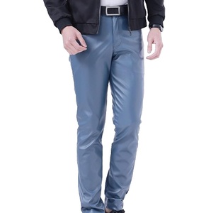 กางเกงหนังแท้ผู้ชายขายดี คุณภาพเยี่ยม สีพื้น เงางาม ทรงสลิมตรง ระบายอากาศได้ดี - Product Image 1