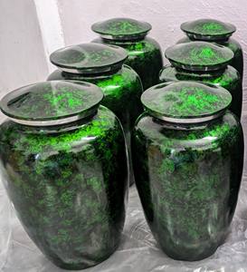 Urnas de cremación clásicas con acabado de mármol blanco para cenizas humanas, urnas funerarias para adultos de aluminio y metal, suministros al por mayor de La India - Product Image 2