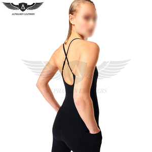 Combinaison moulante pour femme, vêtements de sport extensibles, yoga, gym, entraînement, tenue une pièce, couleur noire unie - Product Image 5