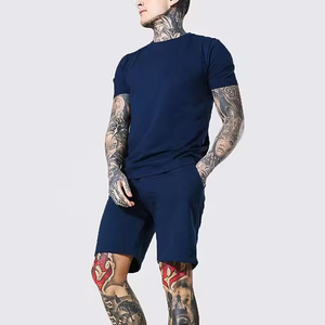 Venta al por mayor de algodón transpirable conjunto corto para los hombres logotipo personalizado de moda de verano con manga corta Camiseta gimnasio pantalones cortos OEM estilo casual - Product Image 5