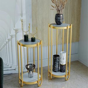 Gold Metal Side <b>Table</b> <b>With</b> Marble Top Suitable For Modern Dining Rooms Offices And Halls - Product Image 1