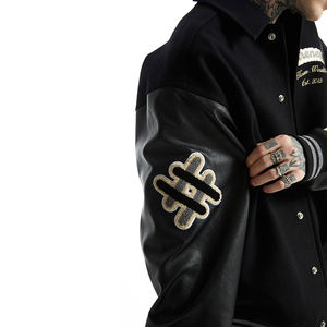 Gran oferta, Mangas de cuero, bordado de chenilla, Mangas de cuero PU de lana con parches, chaqueta universitaria de béisbol Letterman personalizada - Product Image 4