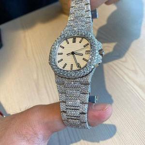 Montre-bracelet mécanique automatique de luxe, style moderne, avec cadran indexé en moissanite VVS certifiée, entièrement sertie de diamants, style hip-hop, cadeau de mode - Product Image 5