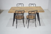 Table à manger pliante vintage classique, qualité supérieure, bois de manguier massif, base en fer industriel, meubles pour la maison et l'hôtel