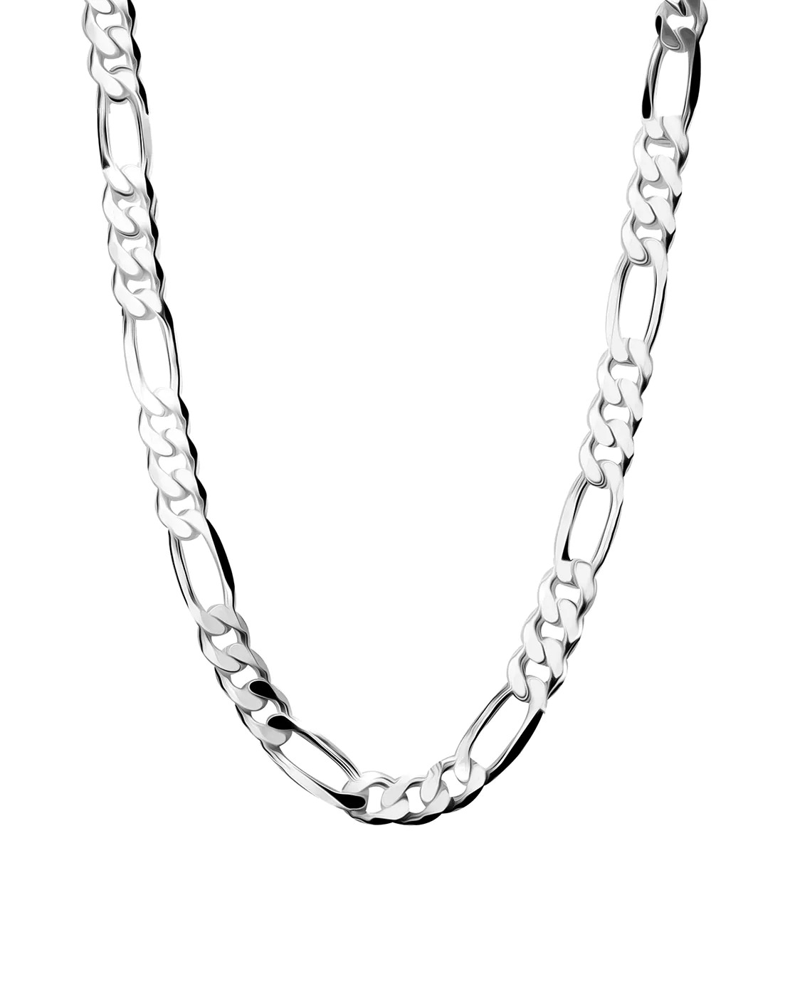 5.5mm Thick 20" Figaro Sterling Silver Chain available in customized sizes and width 925 silver chains for men pure 925 silver