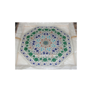 Dessus de table incrusté de marbre de produit exigeant de luxe de conception unique de forme octogonale pour la décoration de bureau à la maison dans le prix très budgétaire - Product Image 1