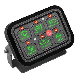 2023 Off road SUV CAR 6 Gang Rocker Switch Panel LED Digital 12/24V Wired Toggle Switch