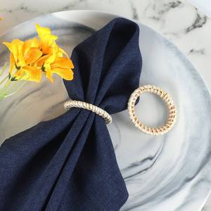 Ronds de serviette en rotin les moins chers accessoires de table à manger serviettes circulaires naturelles porte-anneaux - Product Image 5