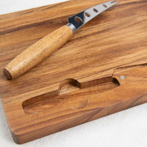 Mini planche à découper en bois d'acacia planche de charcuterie rotative avec couteau en acier inoxydable pour servir les légumes dans la cuisine - Product Image 4