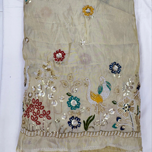 pure tissue viscose hand work fabric make to fancy dress material - Product Image 6