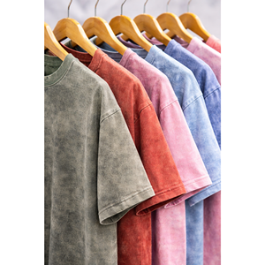 T-shirt vierge vintage pour homme 100% coton épais délavé à l'acide et au sel de pierre de haute qualité - Product Image 2