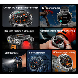 Reloj Inteligente Aosenwell AK106 para Hombre, Pantalla HD de 1.7 Pulgadas, Batería de 1400 mAh, Resistente al Agua IP68, Llamadas por Bluetooth, Monitor de Actividad Física con SOS - Product Image 6