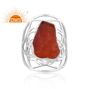Hot Selling Fine Sterling Silver Natural Carnelian Gemstone <b>Statement</b> <b>Ring</b> Custom Jewelry Manufacturer - Product Image 4
