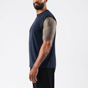 Haut extensible respirant lavé hommes Muscle entraînement débardeurs 100% coton sans manches séchage rapide pour Gym course exercice - Product Image 3