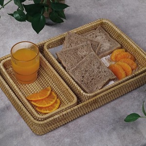 Handwoven Rattan <b>Round</b> Serving <b>Tray</b> with Natural Shell Accent for Boho <b>Table</b> Styling and Home Decor - Product Image 6