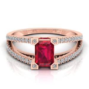 Bague en or jaune 14 carats avec rubis taille émeraude de 1 carat, certifiée GRA, prix de gros REYES, cadeau d'anniversaire, bijoux en moissanite - Product Image 6