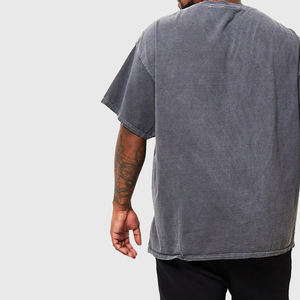 Personalizado de alta calidad Streetwear de gran tamaño Vintage hombres camisetas de peso pesado Boxy Drop Shoulder en blanco hombres lavado ácido camisetas - Product Image 6