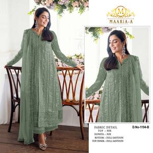 Nouvelle collection de costumes pakistanais en faux georgette lourd avec broderie et travail de séquence, costumes pakistanais de créateurs - Product Image 6