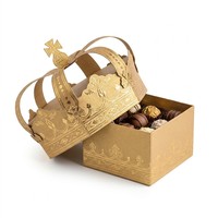 Boîtes à bonbons personnalisées en forme de couronne - Emballage cadeau élégant en carton avec estampage doré pour les fêtes d'enfants et les célébrations
