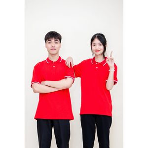 Polo en coton pour garçons, manches courtes, rouge, respirant et absorbant la transpiration, pour l'école primaire - Product Image 1