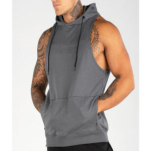 2025 sweat à capuche sans manches pour hommes 100% coton Gym sans manches à capuche Gym entraînement pull sans manches à capuche - Product Image 3
