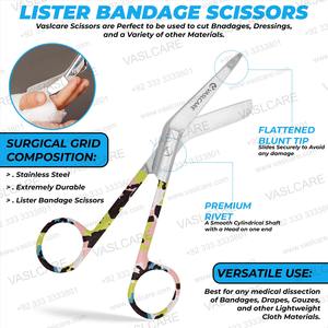 Tijeras de vendaje Vaslcare para vendaje médico, mango estampado de camuflaje, cuchillas afiladas de punta roma, acero inoxidable para tijeras de vendaje - Product Image 4
