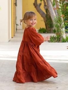 ชุดเดรสสีแดงแขนยาวสำหรับเด็กผู้หญิงชุดเดรสสีแดงสำหรับเด็กวัยหัดเดินลายดอกไม้ล้วนสำหรับฤดูใบไม้ร่วงฤดูหนาว2024 - Product Image 2