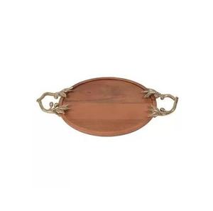 Proveedores al por mayor de diseño único bandeja para servir comida de Ramadán bandeja de madera de primera calidad con mango de hoja elegante al mejor precio - Product Image 1