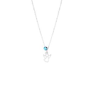 925 Sterling Silver Fine Pendant <b>Necklace</b> with Blue Agate Angel Design DSALK1001 Turkey - Product Image 1