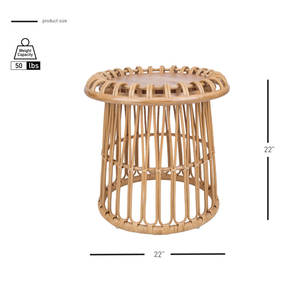 Table d'appoint en bois massif avec design en bambou pour meubles de salon et de chambre à coucher - Product Image 3